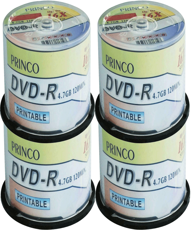 (400) Princo AAA-Grade Full-Face Printable 16x DVD-R – Bulk buy ...